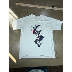 STRICT G Japan Gundam Samurai Brush Art Tee Mens Large White Anime Graphic‎